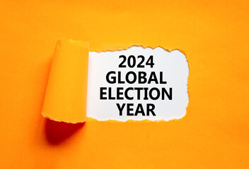 2024 global election year symbol. Concept words 2024 global election year on beautiful white paper....