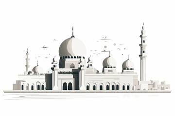 Fototapeta na wymiar illustration of a mosque with many windows with shadow