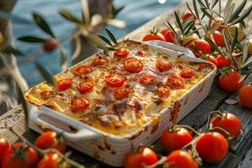 Golden-Browned Casserole Overlooking the Mediterranean - Culinary Delight