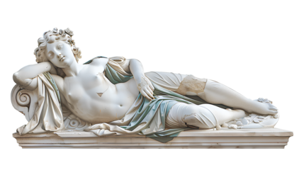 Statue Reclining Naiad isolated on a transparent background
