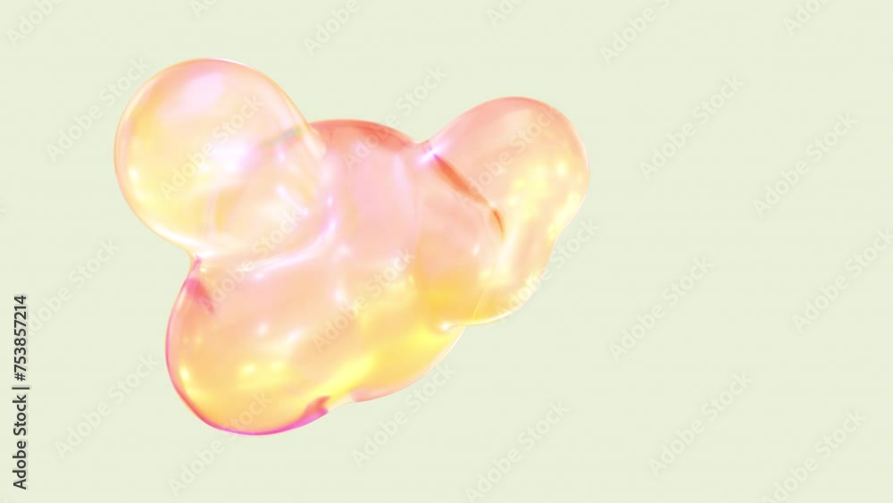 Poster transforming liquid blobs in a metaball animation. 3d abstract colorful metaballs in the background.