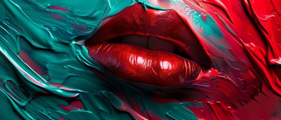 red and green painting lips
