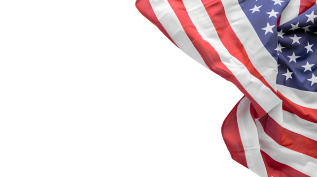 Top view of the American flag isolated on a transparent background