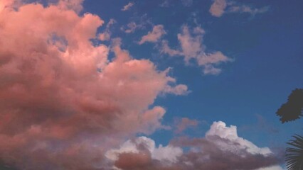 Obraz premium Papel de parede céu azul com nuvens brancas ao entardecer