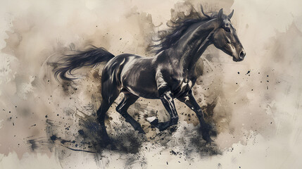 Horse-drawn in a paint - obrazy, fototapety, plakaty