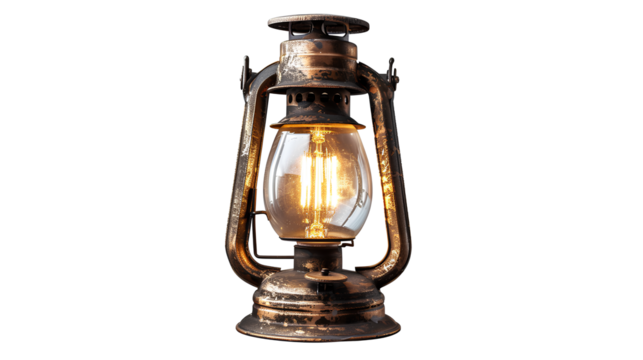 Vintage lamp isolated on a transparent background - Powered by Adobe