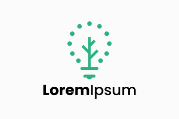 bulb and tree Vector Logo Premium 