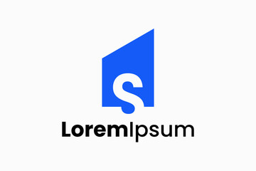 letter S with building Vector Logo Premium 