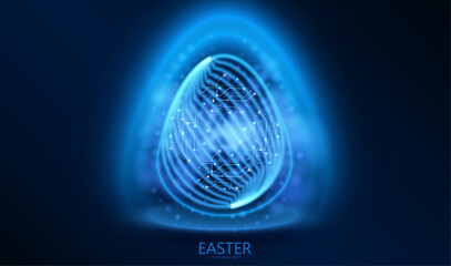 Easter egg circuit technology design. Neon future ai holiday banner concept. Connect cyber light data science vector.
- 753860648
