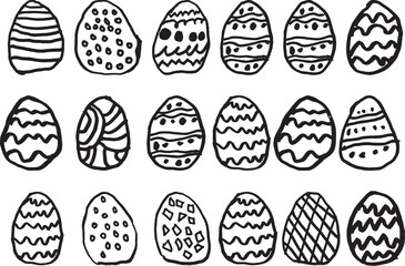 hand drawn Easter eggs elements set doodle style. chicken egg for spring holiday celebration in style of hand drawn. Doodle graphic isolated on  background