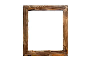 Simple vertical wooden picture frame isolated on a transparent background for interior design and decoration