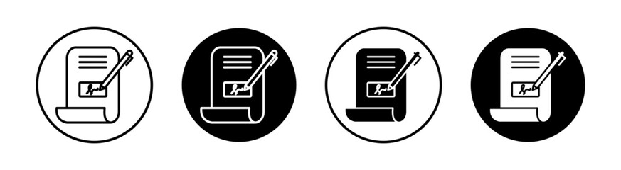 Signature in documents flat line icon set. Signature in documents Thin line illustration vector