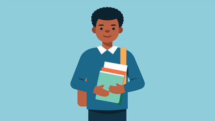 African College Student Holding Books Illustration