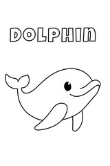 Coloring With Thick Lines For The Little Ones, Dolphin Coloring Page