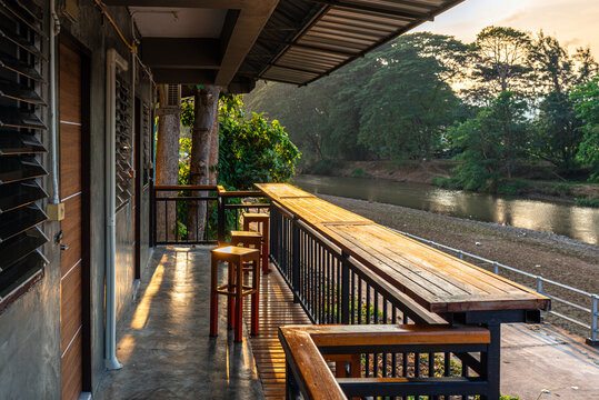 Hostel in the small town of Mae Sariang on the Yuan River on the route of Mae Hong Son Loop in northern Thailand. Mae Sariang lies in the valley of Thanon Thong Chai Range near the border with Myanmar
