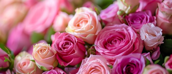 bouquet of pink roses close-up 