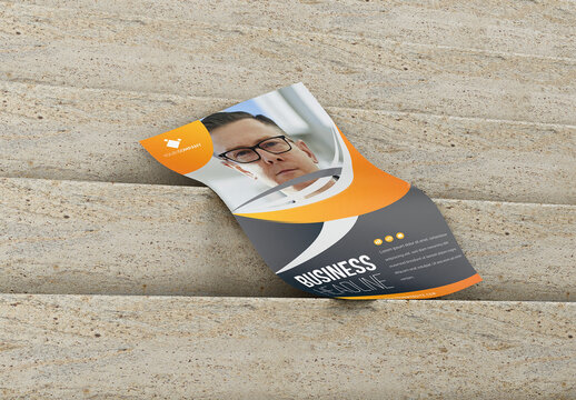 Flyer on Granite Stairs Mockup 