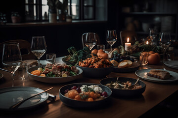 Table set up for dinner