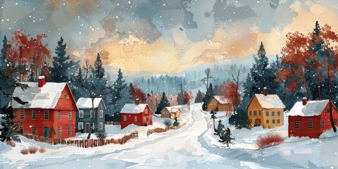 Naklejka premium Beautiful winter nature landscape, amazing mountain view. Scenic image of woodland. Frosty day on ski resort