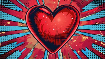 A vibrant pop art-style illustration of a heart