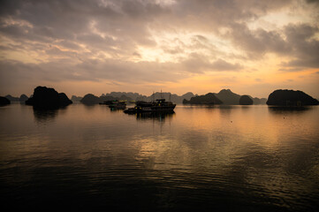 Sunrise over Ha Long Bay in Vietnam