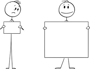 Person or Businessman Presenting in Small or Big, Vector Cartoon Stick Figure Illustration - 753868666