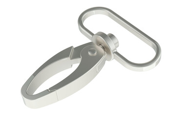 Steel carabiner hook, 3D rendering isolated on transparent background