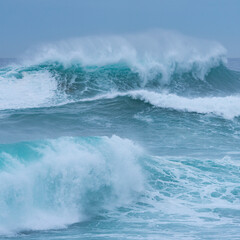 Storm surge with big waves. Santander Municipality. Cantabrian Sea. Cantabria. Spain. Europe
