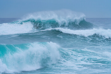 Storm surge with big waves. Santander Municipality. Cantabrian Sea. Cantabria. Spain. Europe