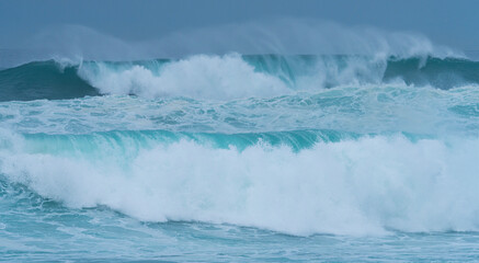 Storm surge with big waves. Santander Municipality. Cantabrian Sea. Cantabria. Spain. Europe