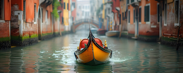 Gondola boat on the Canal of Venice - obrazy, fototapety, plakaty