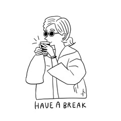 カフェでテイクアウトをする女性