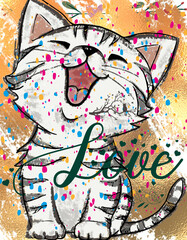 Cat With Love T Shirt Print Design 