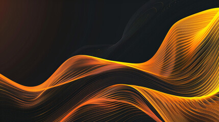 黒の粒子の粗い背景に黄色のオレンジ色の輝く抽象的な色のグラデーションGenerativeAI