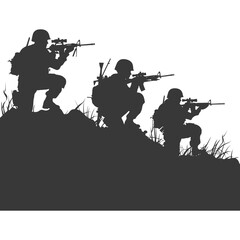 Fototapeta na wymiar silhouette of a modern war situation black color only