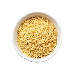 Instant noodles in a bowl isolated on transparent background. Top view.