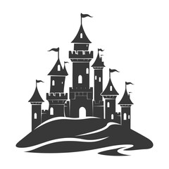 Obraz premium Silhouette sand castle black color only