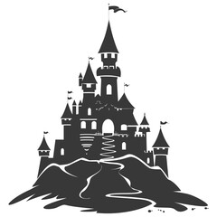 Obraz premium Silhouette sand castle black color only