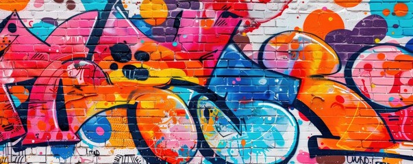 Vivid graffiti on an urban wall - Powered by Adobe