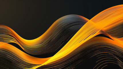 黒の粒子の粗い背景に黄色のオレンジ色の輝く抽象的な色のグラデーションGenerativeAI