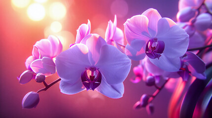 Naklejka premium Orchids Gentle Grace, Petals of Soft Pink and Purple, A Whisper of Natures Elegance