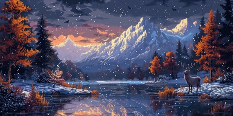 Obraz premium Beautiful winter nature landscape, amazing mountain view. Scenic image of woodland. Frosty day on ski resort