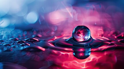 Purple and Magenta Water Drop - An Abstract and Artistic Image.