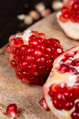 red ripe pomegranate with red grains