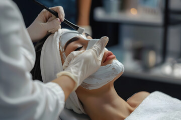 Obraz na płótnie Canvas a skincare specialist performing a rejuvenating facial treatment, highlighting the importance of self-care