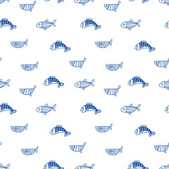 Seamless pattern of ornamental fish. Vector fish icons