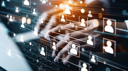 
Intelligence and business analytics, data analysis concept. Businessman working on laptop in an office with financial graph, analytic dashboard