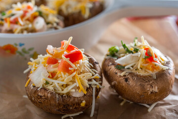Savory Delight: 4K Ultra HD Close-Up of Oven-Baked Stuffed Mushroom