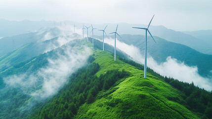 Imagens de energia eólica em pleno funcionamento, destacando sua importância para o mundo. Uso: energia renovável, sustentabilidade, consciência ambiental, tecnologia limpa.