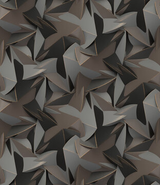 3d wallpaper pattern design of black gray and brown geometry.